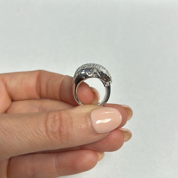 Suzy Levian Sterling Silver White CZ Crossover Ring NWT - Picture 6 of 6